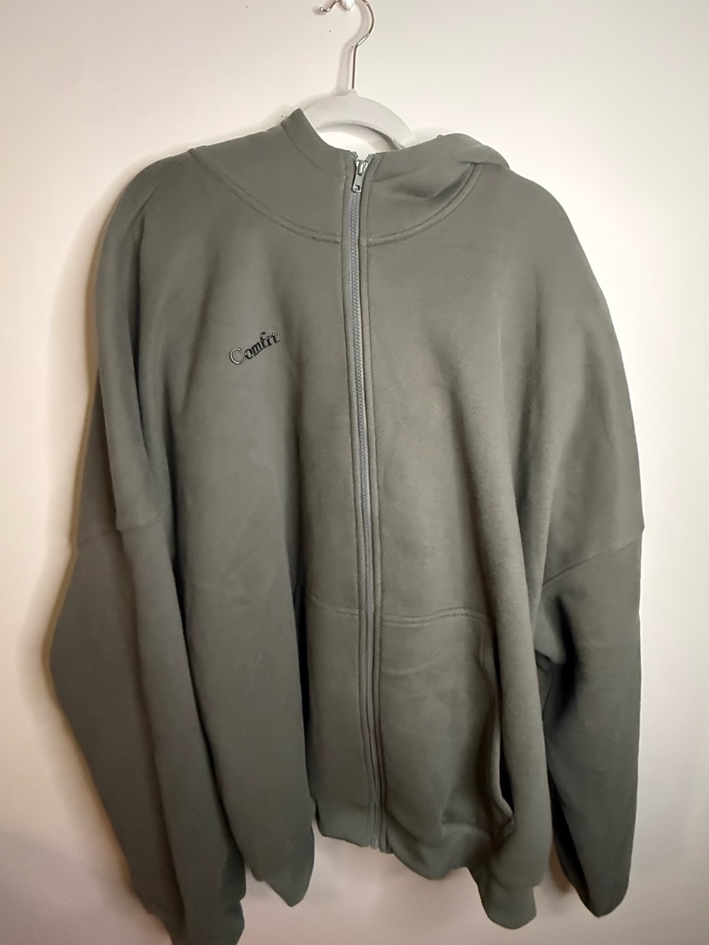 Men's Zip-Up Hoodie Sweater in Olive Gray